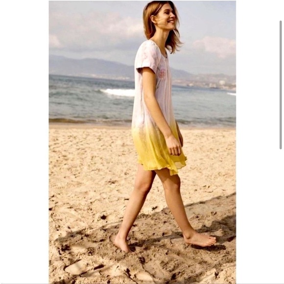 ANTHROPOLOGIE HD IN PARIS Dipped Chroma Swing Dress Floral Yellow size 0 - Picture 4 of 11